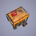Industrial Equipment Yellow Generator With Red Fuel Tank Metal Frame And Wheels