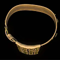 Vintage Leather Belt Design With Intricate Metal Buckle And Decorative Golden Rivets