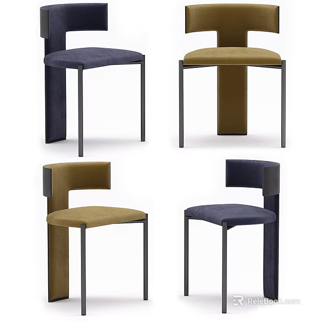 Modern Leisure Chairs With Metal Frame And Upholstered Seat In Different Colors 3d model 