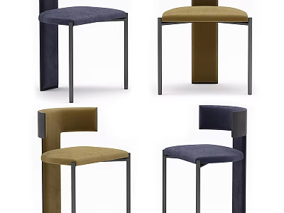 Modern Leisure Chairs With Metal Frame And Upholstered Seat In Different Colors 3d model