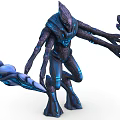 Sci Fi Character Creature With Blue Glowing Elements And Multiple Armored Limbs 3d model