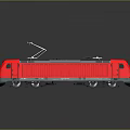 Red Electric Train with Pantograph on Top Modern Sleek Streamlined Body 3d model