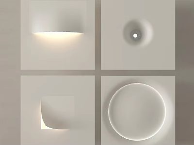 Modern White Square Wall Decor With Geometric Illuminated Design Elements 3d model