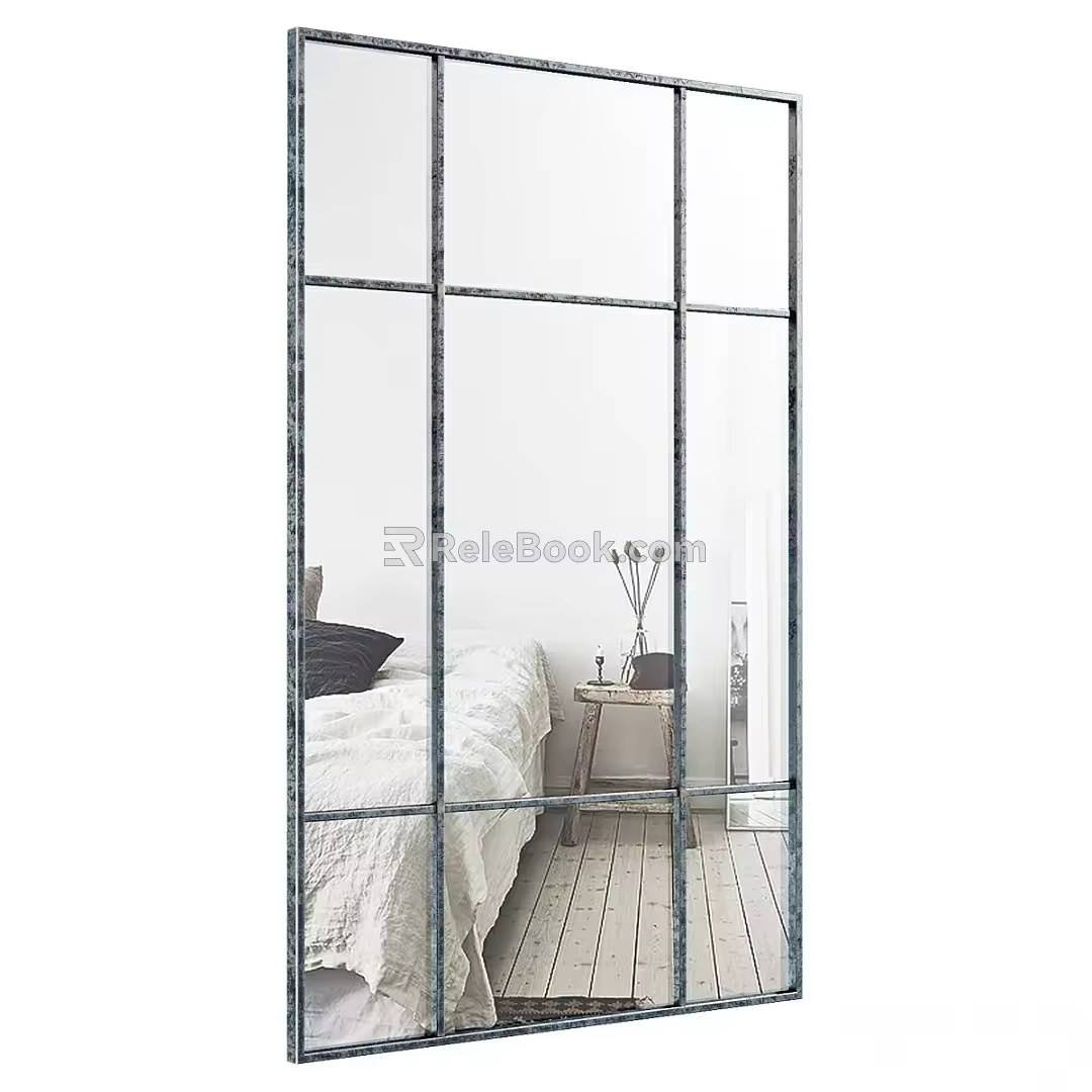 Modern Mirror Wall Rectangular Edge Retro 3d model