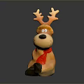 Cute Christmas Reindeer Toy With Antlers Cartoon Style Orange Body And Red Scarf