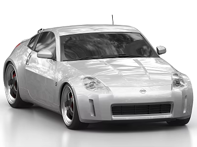 Silver Sports Car With Sleek Aerodynamic Body Two Door Design And Red Brake Calipers 3d model