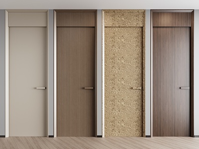 Flat door single door wooden door 3d model