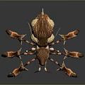Detailed Brown Spider With Yellow Eyes And Spiky Legs On Gray Background