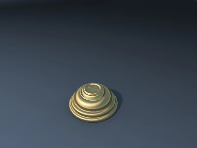 Golden Decorative Object With Layered Rings On Dark Blue Surface 3d model