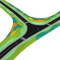 Municipal Road Design with Intersection Multiple Lanes and Green Landscaping Features