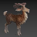 Stylized Brown Deer Model With Curly Antlers White Spots And Fluffy Mane