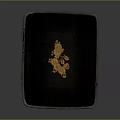 Square Metal Tray With Dark Interior And Golden Pattern On Rustic Edge 3d model