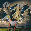 Aerial View Urban Planning With Modern Skyscrapers Green Spaces And Central Architectural Design