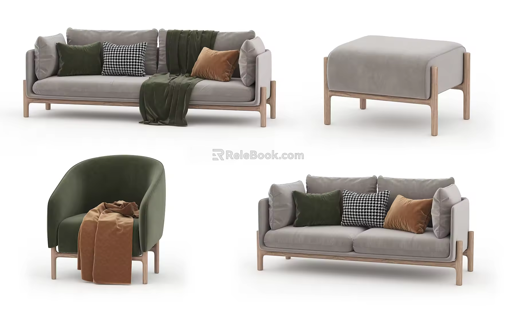 Nordic Combination Sofa Coffee Table Combination 3d model