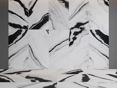 Marble Wall And Floor Tiles With Black White Vein Pattern For Modern Interior Design 3d model