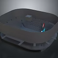 3D Architectural Model of Oval Venue With Stepped Seating and Central Platform