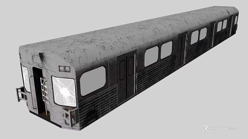 Vintage Metro Carriage with Textured Metal Exterior Windows and Doors 3d model 
