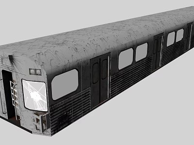Vintage Metro Carriage with Textured Metal Exterior Windows and Doors 3d model