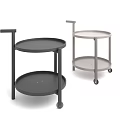 Commercial Equipment Mobile Trolleys With Two Tier Round Trays And Wheels In Black And Gray
