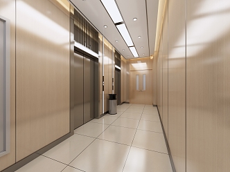 Style elevator hall waiting hall elevator room 3d model