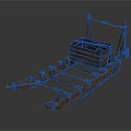 Traditional Handmade Wooden Boat With Wooden Crate And Rowing Frame On Deck