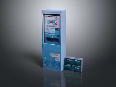 Commercial Change Machine With Digital Display Panel And Coin Dispensing Storage Boxes 3d model