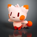 Cute White And Orange Cartoon Game Character With Round Cheeks Orange Ears And Tail Ball