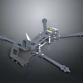 Gray Drone Frame Featuring Multi Arm Structure White Markers and Yellow Component 3d model
