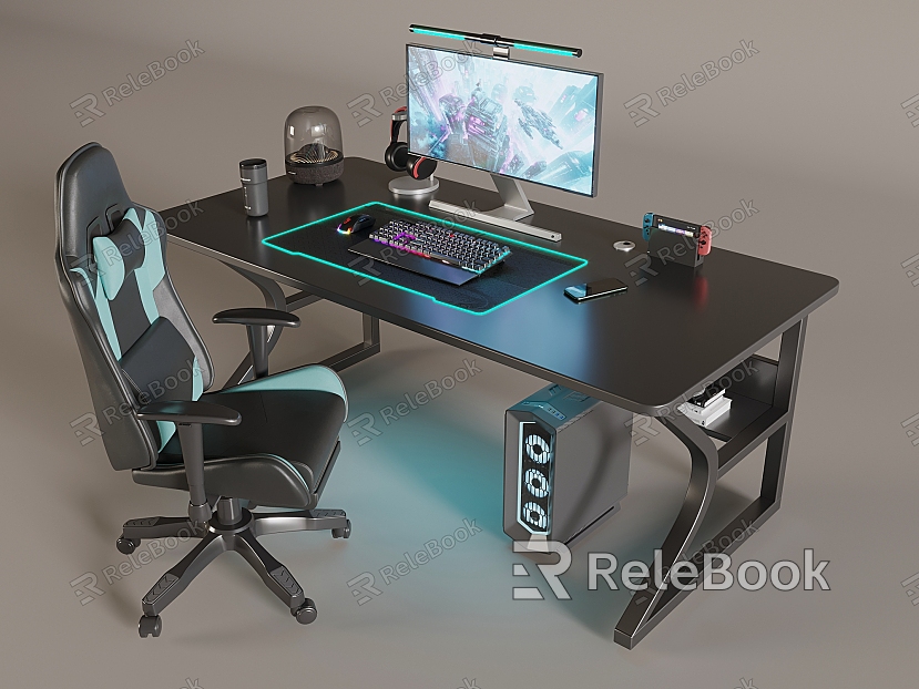 Modern E-sports Room E-sports Table and Chair Boss Chair Desktop Computer Audio Headset Leisure Lifting Rotating Backrest Chair model