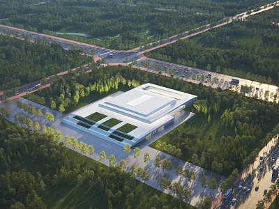 Bird's-eye view of modern stylistic architecture 3d model