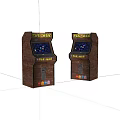 Retro Entertainment Arcade Machines With PAC-MAN TIME CRISIS Games And Brown Exterior