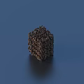 Metallic Cube Structure Composed of Small Particles on Blue Background 3d model