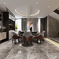 Elegant Modern Bedroom Interior With Upholstered Headboard Geometric Rug And Pendant Lights