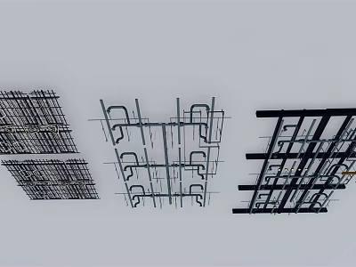 Modern Ceiling Metal Frame Structure with Grid Design and Installation Framework 3d model