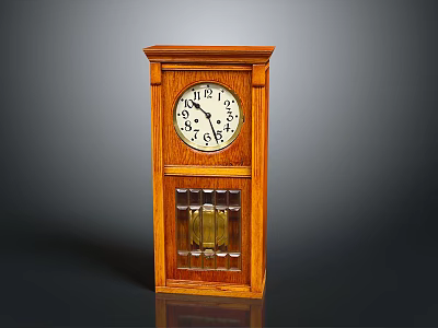 Classic Wooden Mantel Clock With White Face Black Numerals And Glass Door 3d model