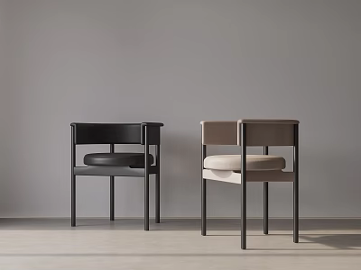 Modern Dining Chairs In Black And Beige With Sleek Frame For Minimalist Space 3d model
