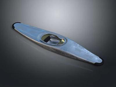 Dolphin Shaped Silver Kayak With Round Cockpit On Gray Background 3d model