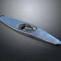 Dolphin Shaped Silver Kayak With Round Cockpit On Gray Background