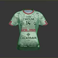 White Athletic Jersey With Pink Trim And Sponsor Logos UCLM SOLISE 14