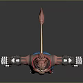 Lion Headed Humanoid Character 3D Model With Blue Red Outfit Armor And Arms Outstretched