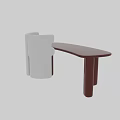 Red Curved Home Office Desk With Glossy Surface And White Chair