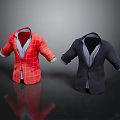 Fashionable Men's Blazers With Red Plaid And Dark Colored Designs And Striped Lining