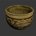 Elegant Golden Bowl With Intricate Carved Floral Patterns For Home Decor