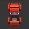 Red Pixel Art Convertible Car With Open Top And Brown Seats