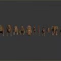 Collection of Animal Wood Carvings Arranged on Gray Background with Reflections