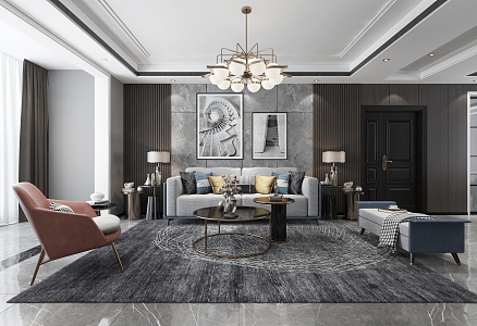 Light Luxury Living Room Living Room Dining Room 3d model