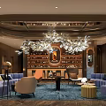 Luxurious Bar Interior Design With Wine Rack Sofa Seating And Modern Chandelier