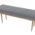 Minimalist Modern Wooden Bench With Gray Cushion And Solid Legs For Home Interior
