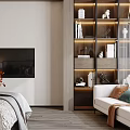 Modern Bedroom Interior Design With Bed Nightstands Lamps Decorative Mirror And Wooden Floor