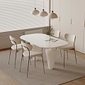 Modern Cream Style Dining Table and Chair Combination Fishing Line Chandelier Small Chandelier 3d model